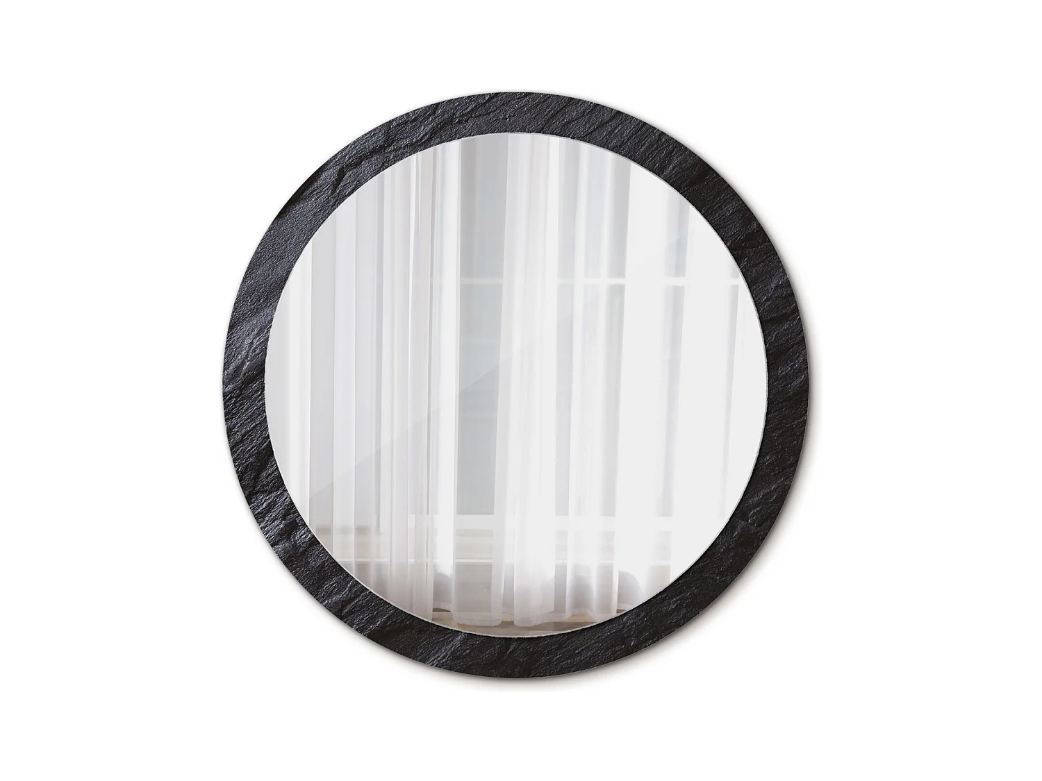 Miroir rond décoratif - Pierre noire - 100 cm