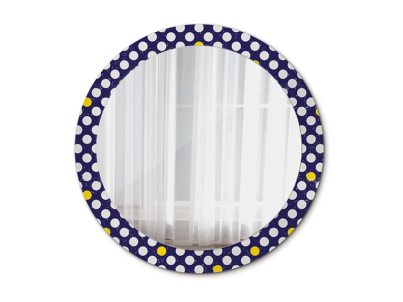 Miroir rond décoratif - Pois rétro - 80 cm