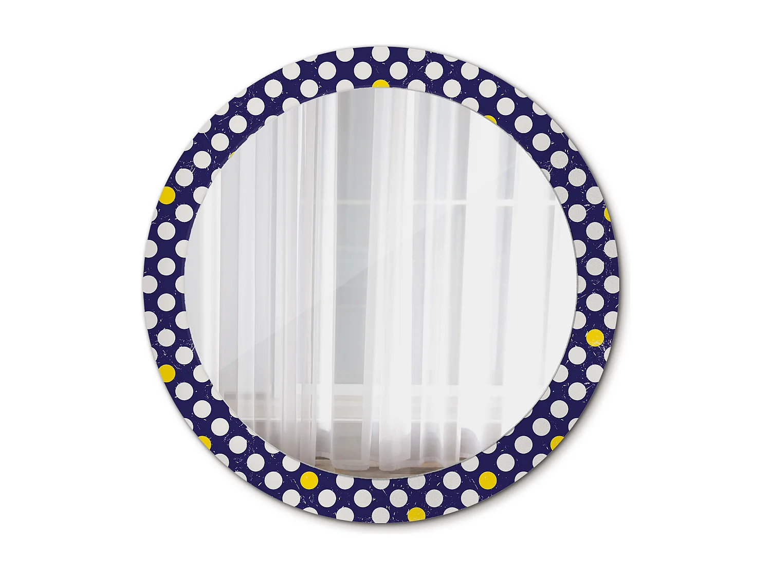 Miroir rond décoratif - Pois rétro - 80 cm