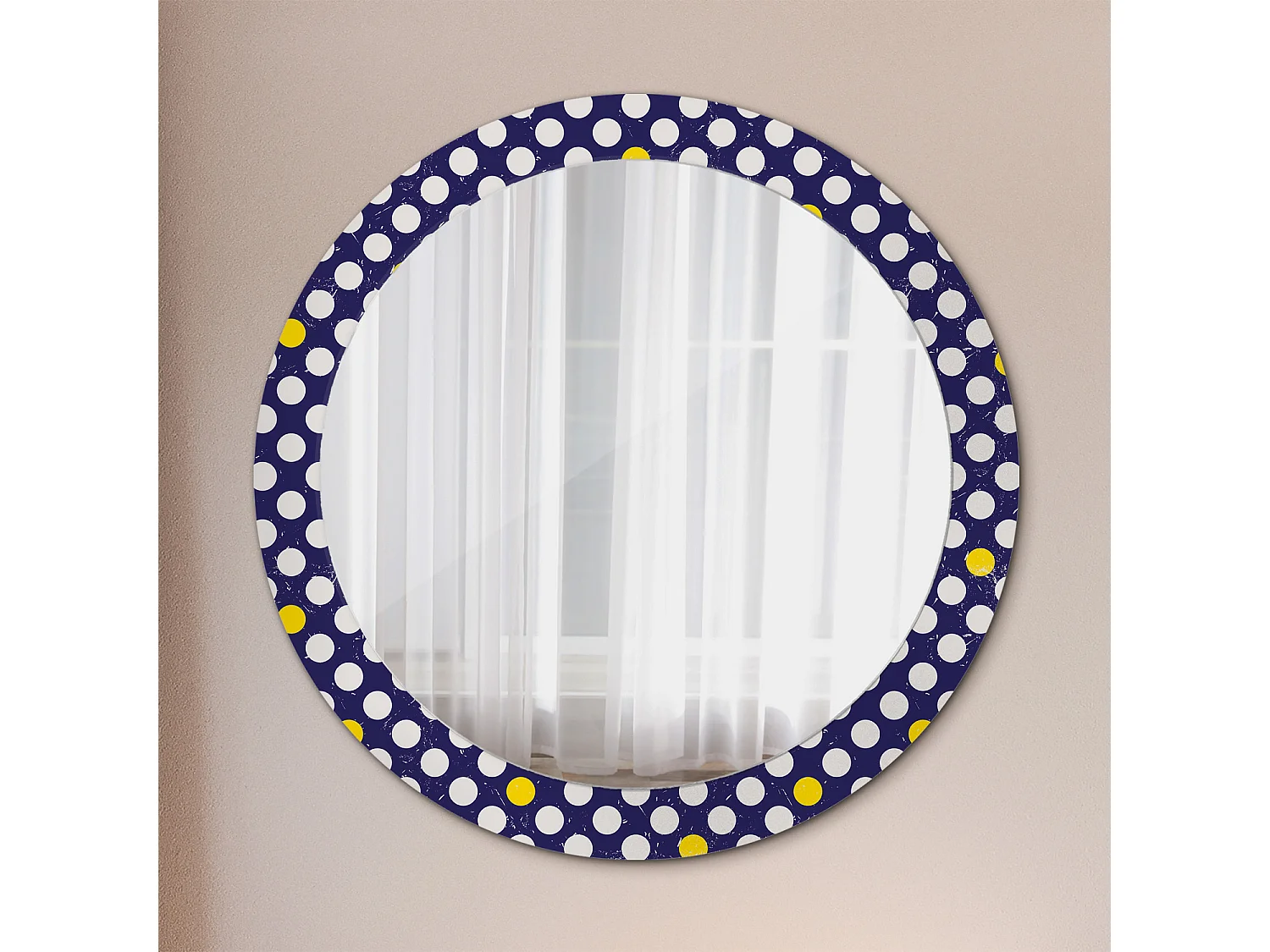 Miroir rond décoratif - Pois rétro - 80 cm