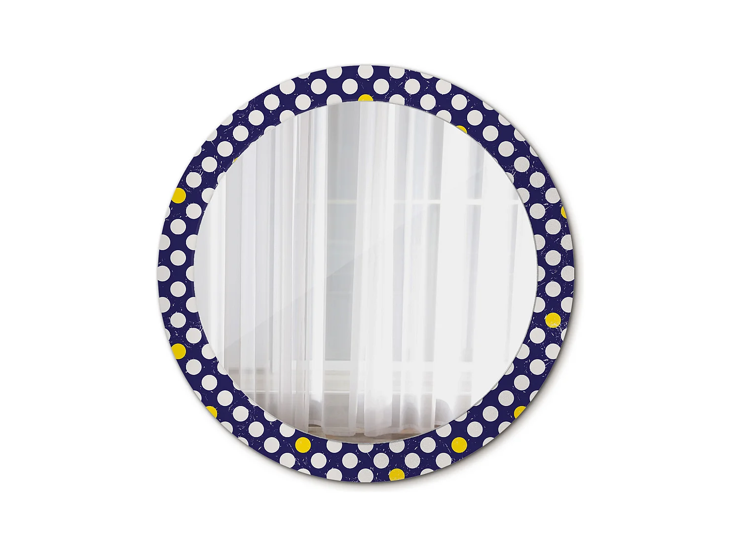 Miroir rond décoratif - Pois rétro - 80 cm