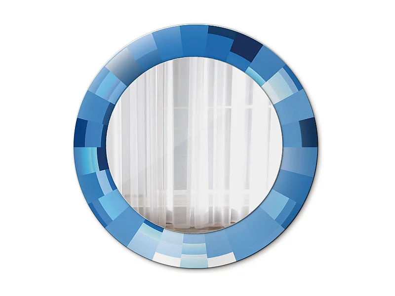Runder dekorativer Spiegel - Abstraktes Blau - 50 cm