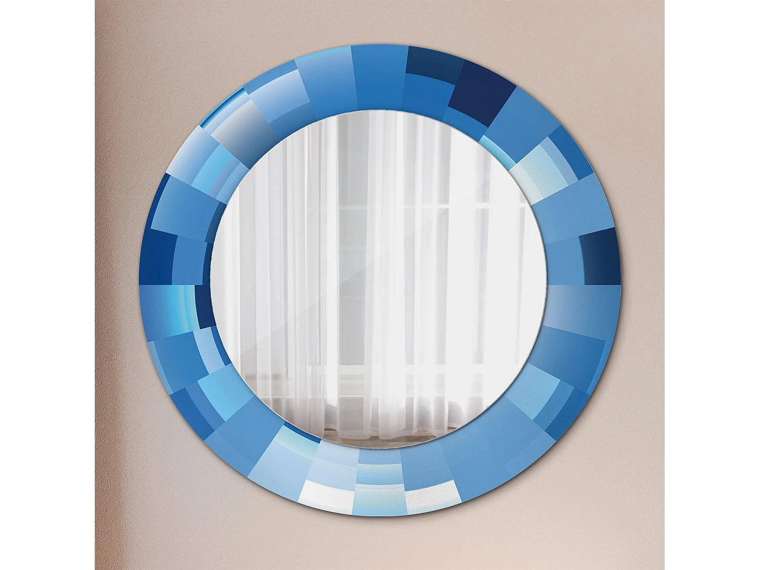 Miroir rond décoratif - Bleu abstrait - 50 cm