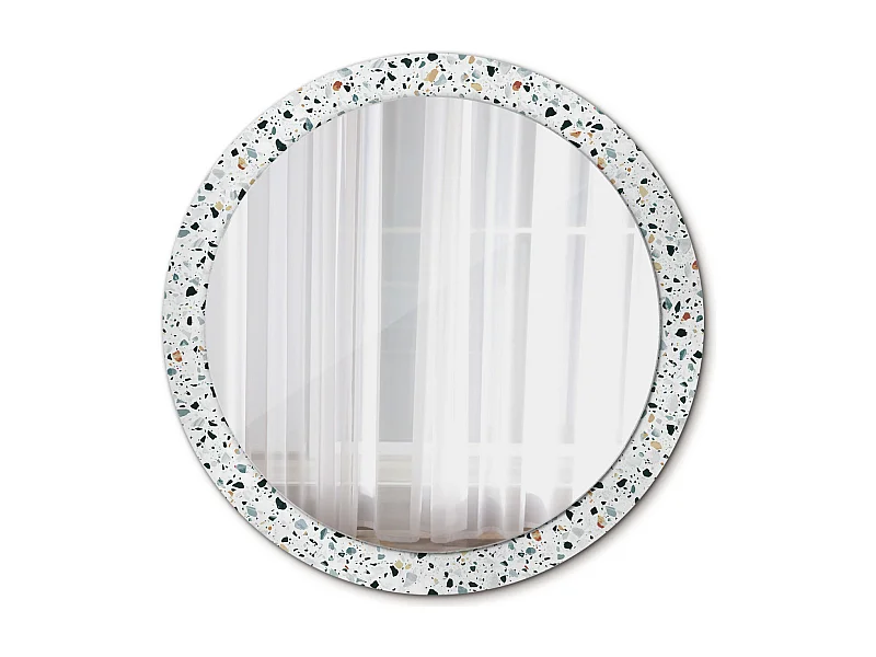 Dekorativer runder Spiegel - Naturstein - 90 cm