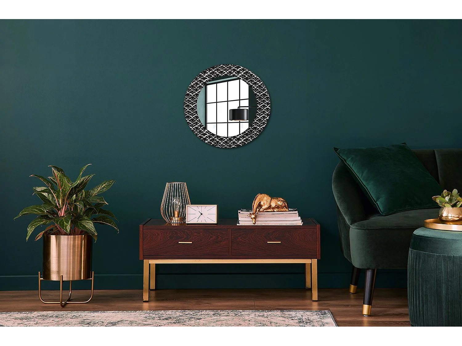 Miroir rond décoratif - Écailles orientales - 50 cm