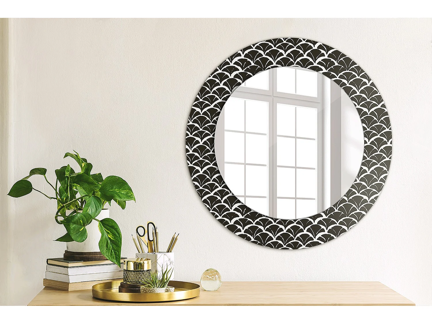 Miroir rond décoratif - Écailles orientales - 50 cm