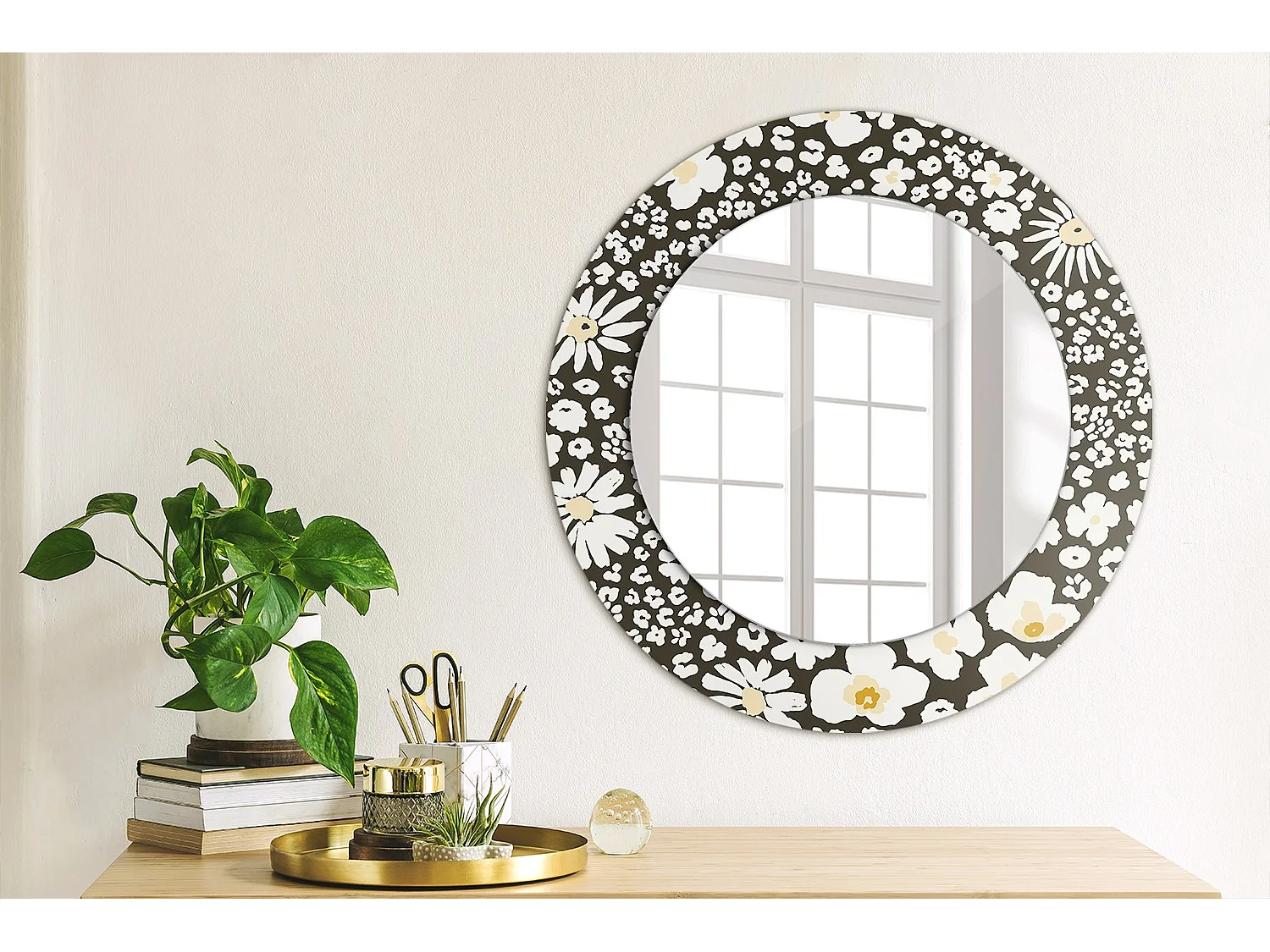Runder dekorativer Spiegel - Gänseblümchen - 50 cm