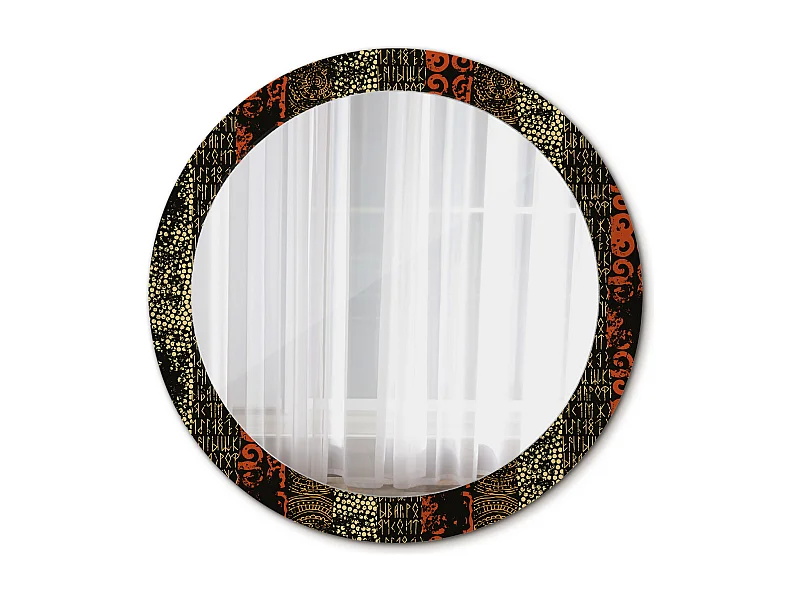 Ronde decoratieve spiegel - grunge patroon - 80 cm