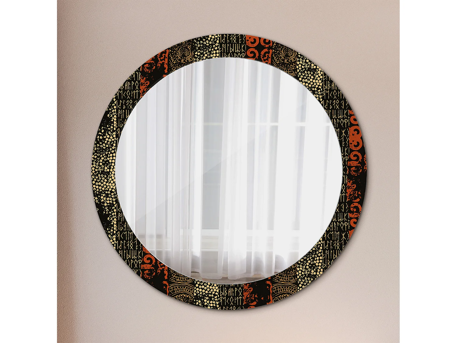 Miroir rond décoratif - Motif Grunge - 80 cm