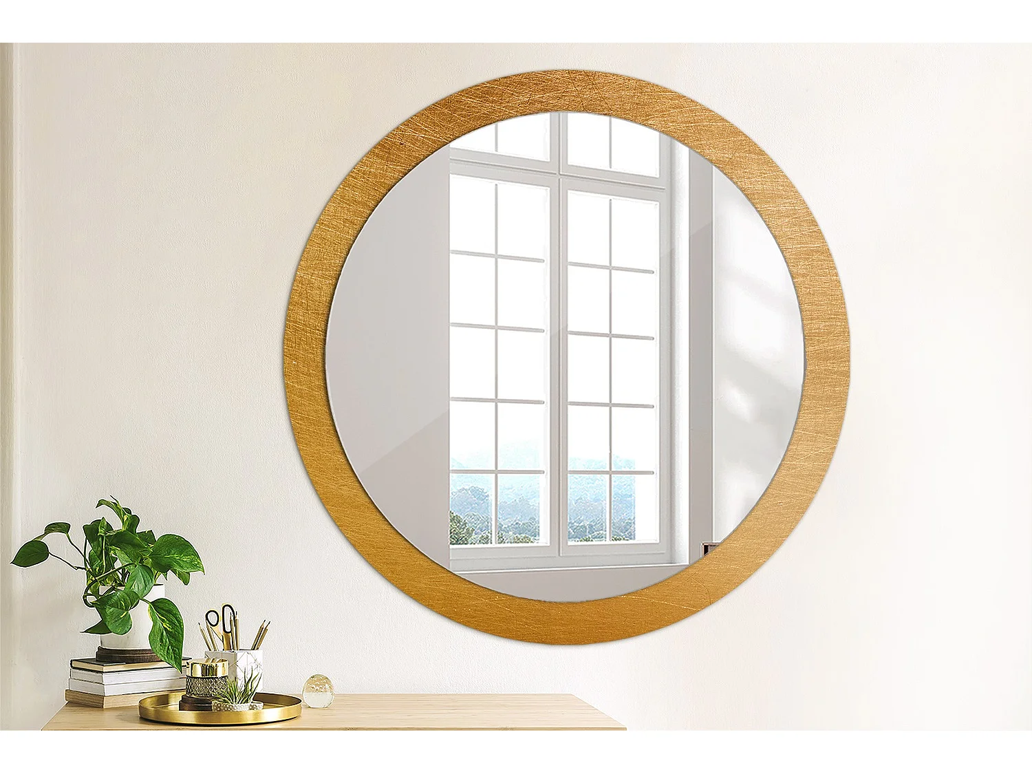 Miroir rond décoratif - Style loft vintage - 90 cm