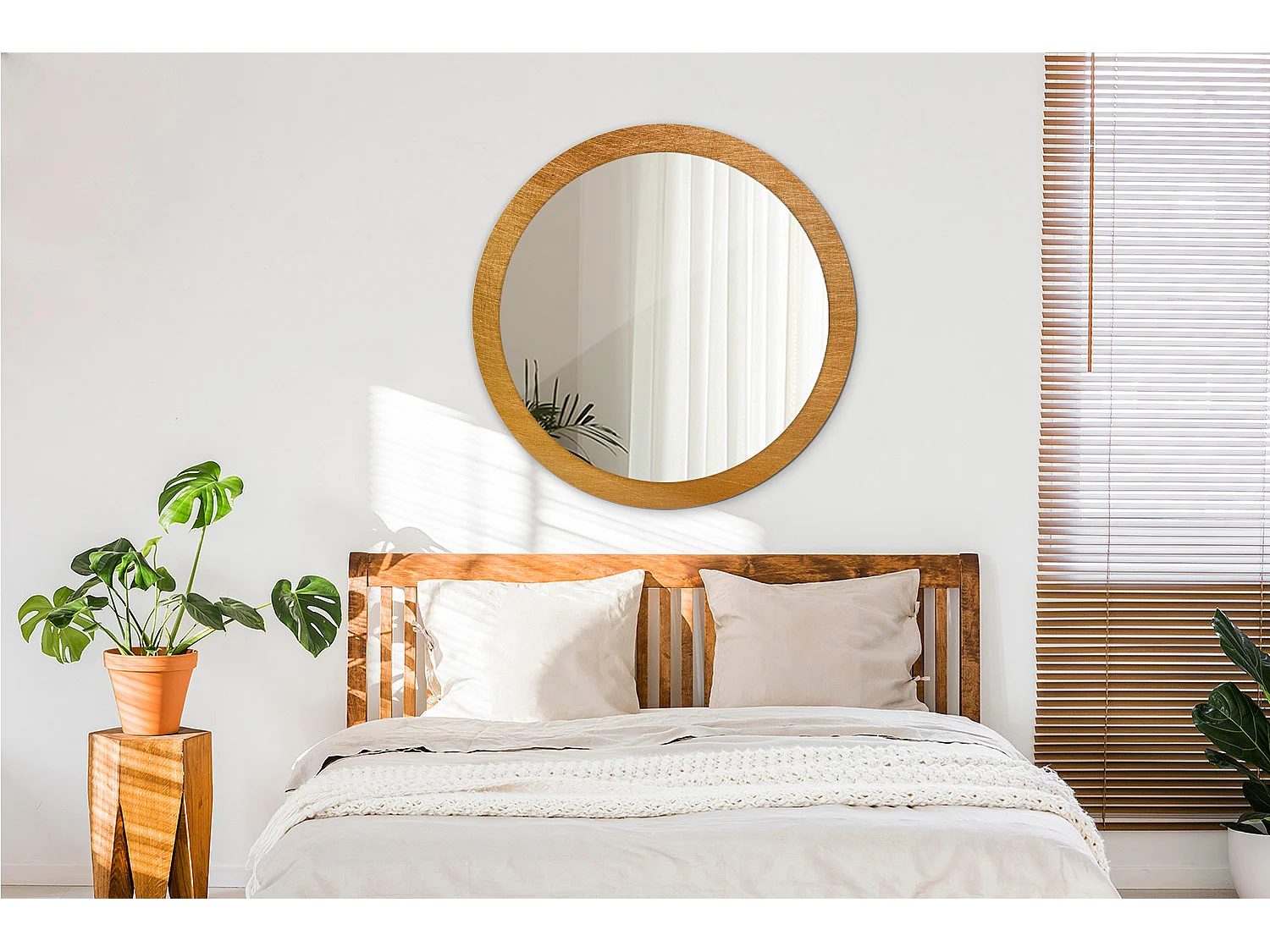 Miroir rond décoratif - Style loft vintage - 90 cm