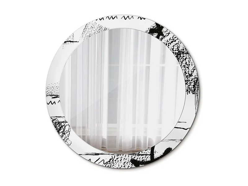 Miroir rond décoratif - Motif Graffiti - 80 cm