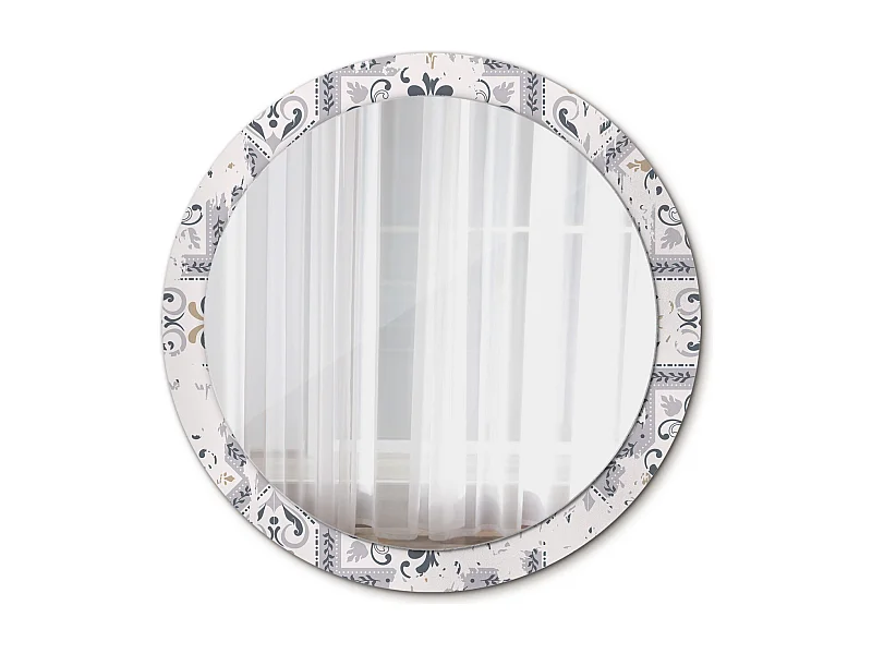 Dekorativer runder Spiegel - Retro-Fliesen - 90 cm