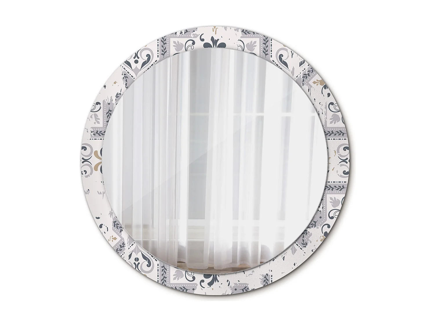 Dekorativer runder Spiegel - Retro-Fliesen - 90 cm