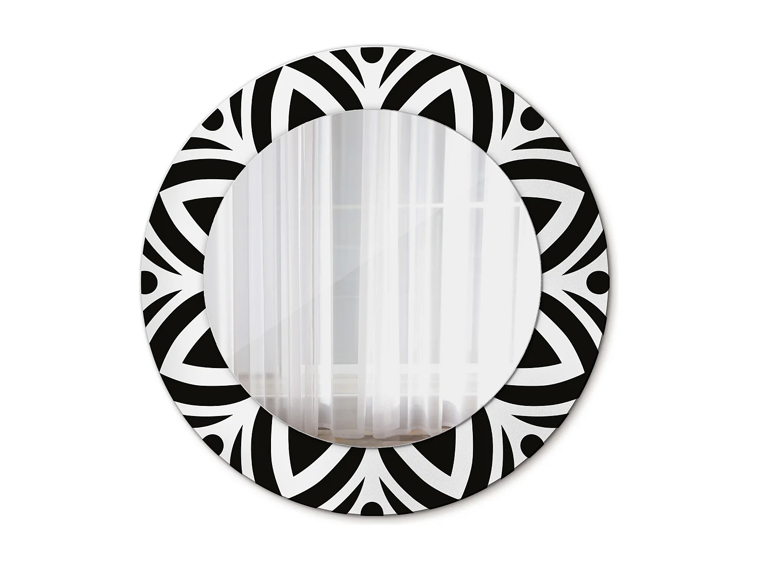 Miroir rond décoratif - Ornement noir - 50 cm