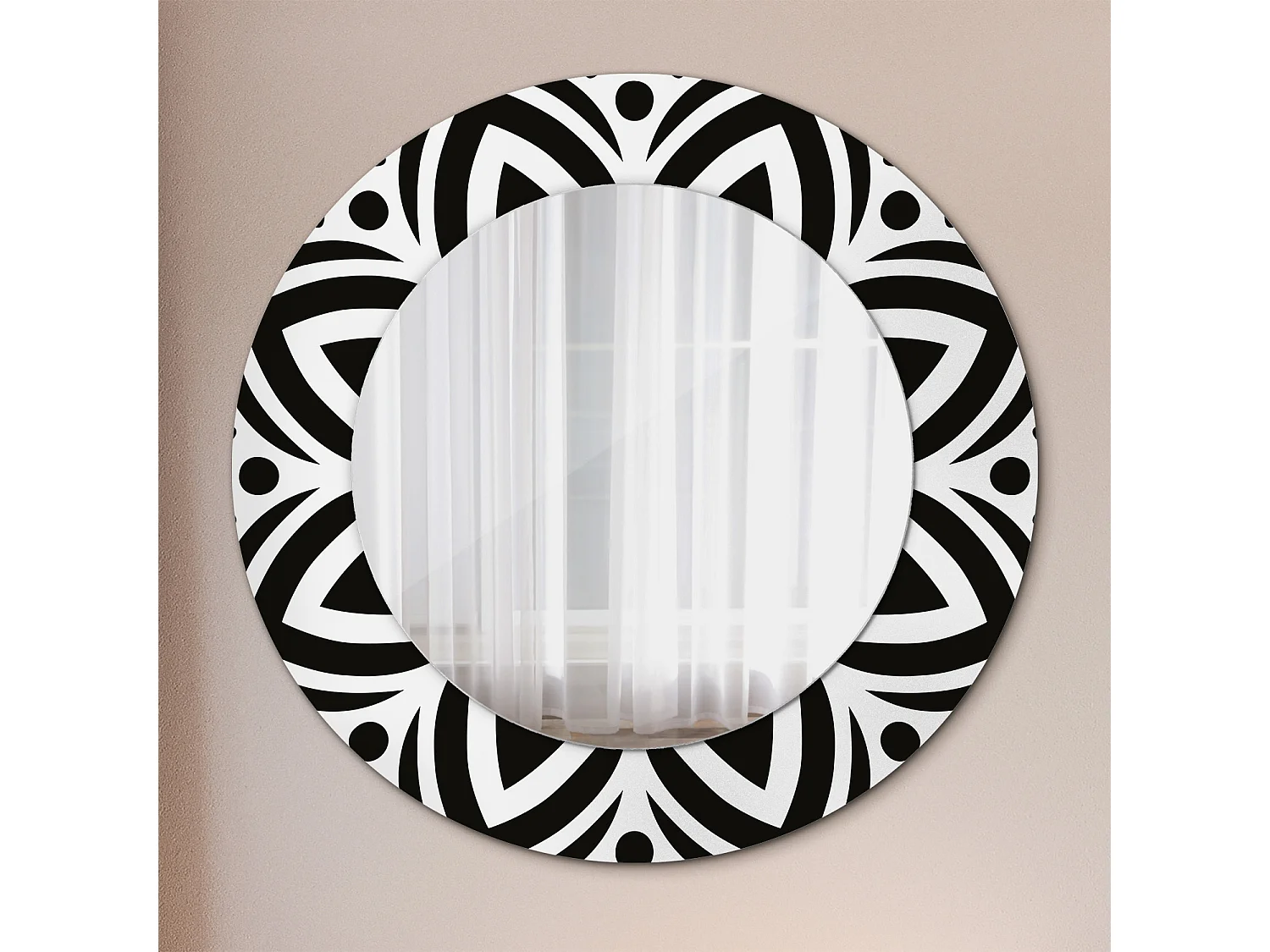 Miroir rond décoratif - Ornement noir - 50 cm