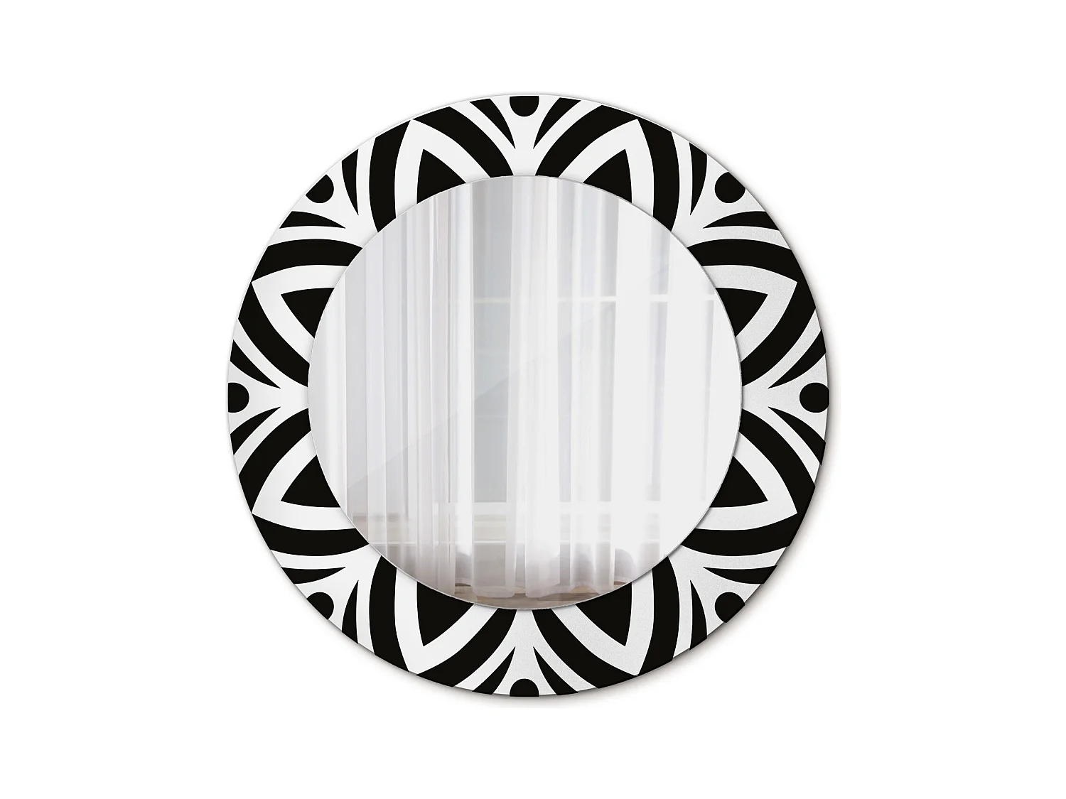 Specchio rotondo decorativo - Ornamento nero - 50 cm