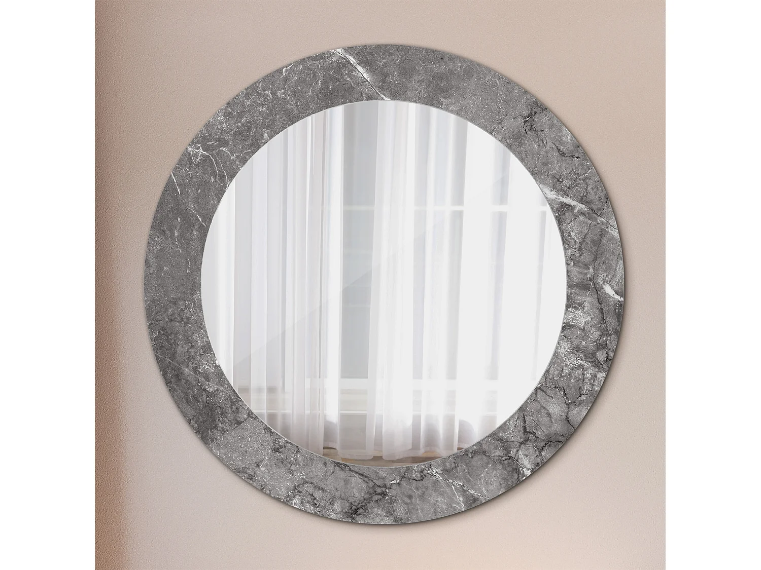 Ronde Decoratieve Spiegel – Rustiek Marmer – 60cm