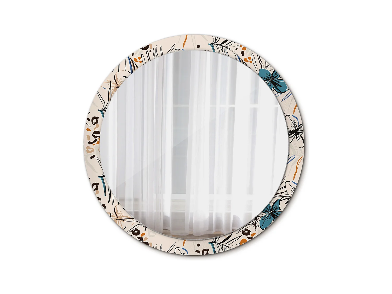 Ronde decoratieve spiegel - jungle fantasiebloemen - 100 cm