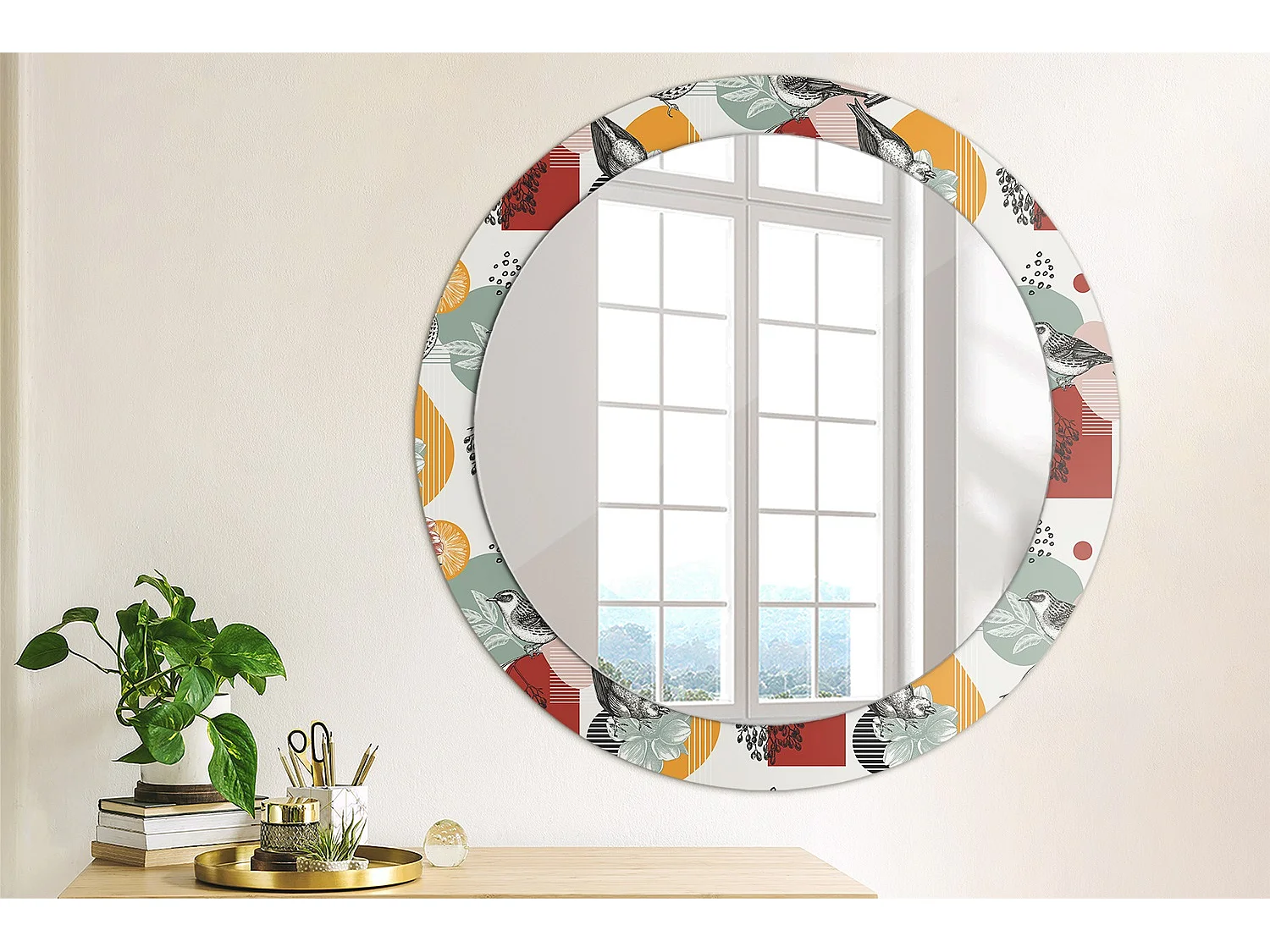 Runder dekorativer Spiegel - Vintage Patki - 80 cm