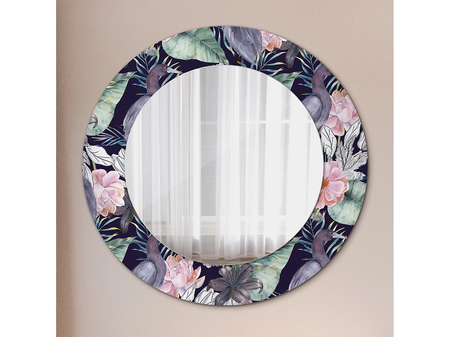 Dekorativer runder Spiegel - Airons Birds - 50 cm