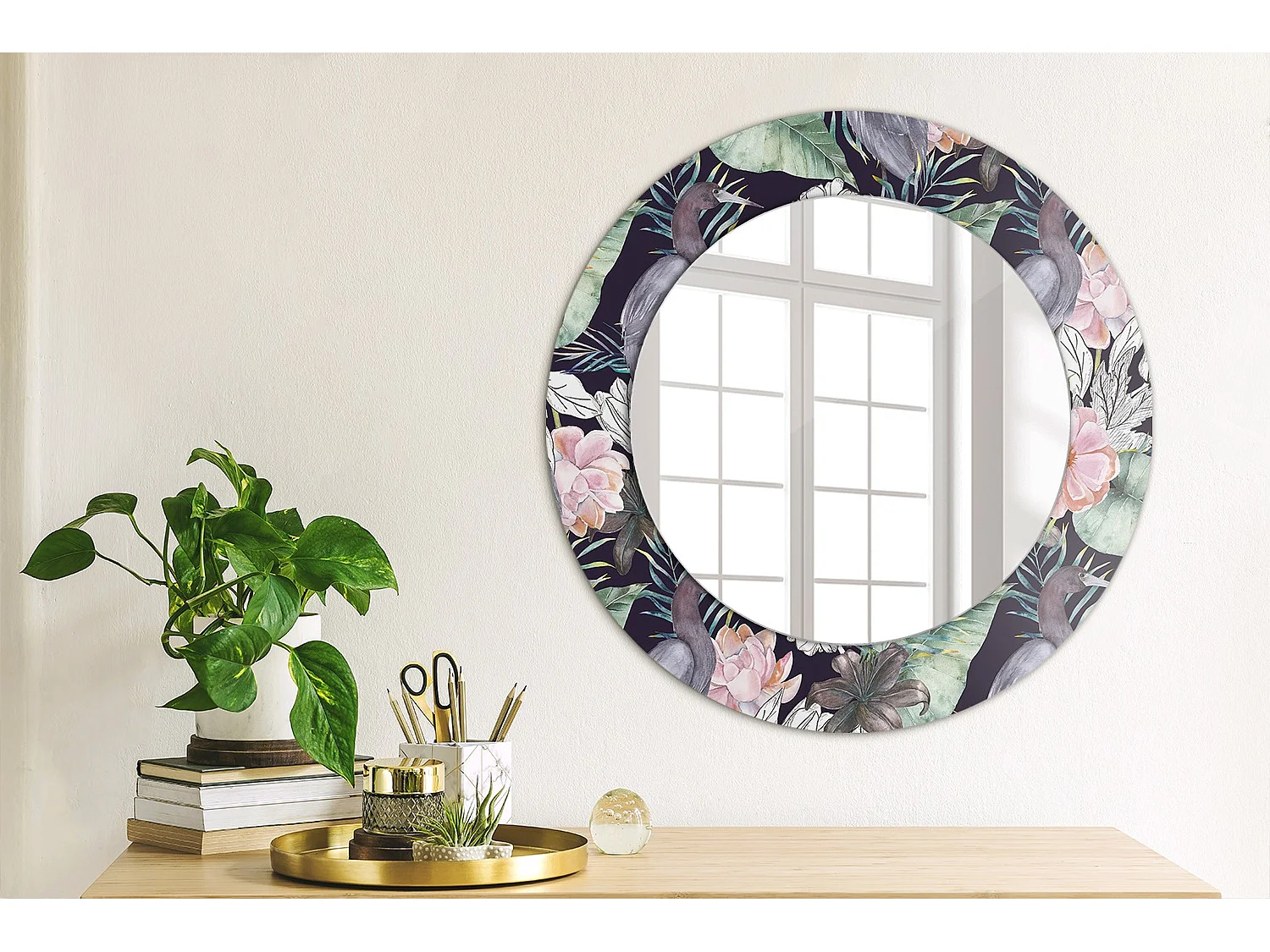 Dekorativer runder Spiegel - Airons Birds - 50 cm