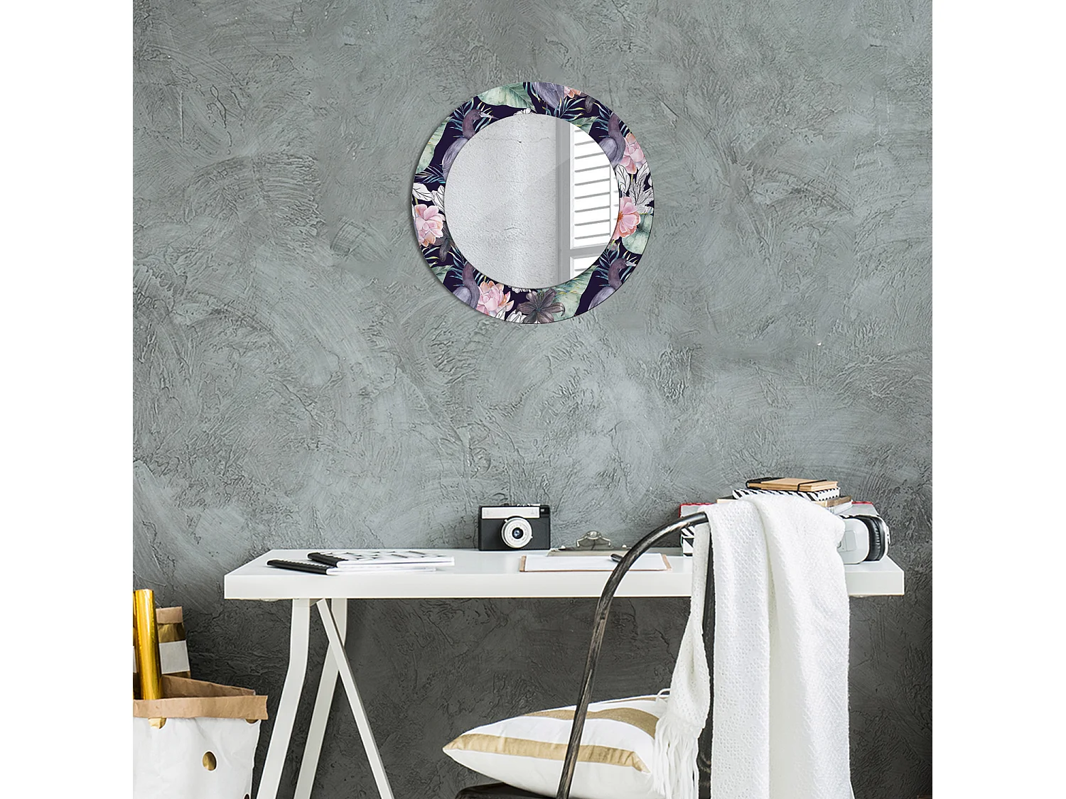 Dekorativer runder Spiegel - Airons Birds - 50 cm