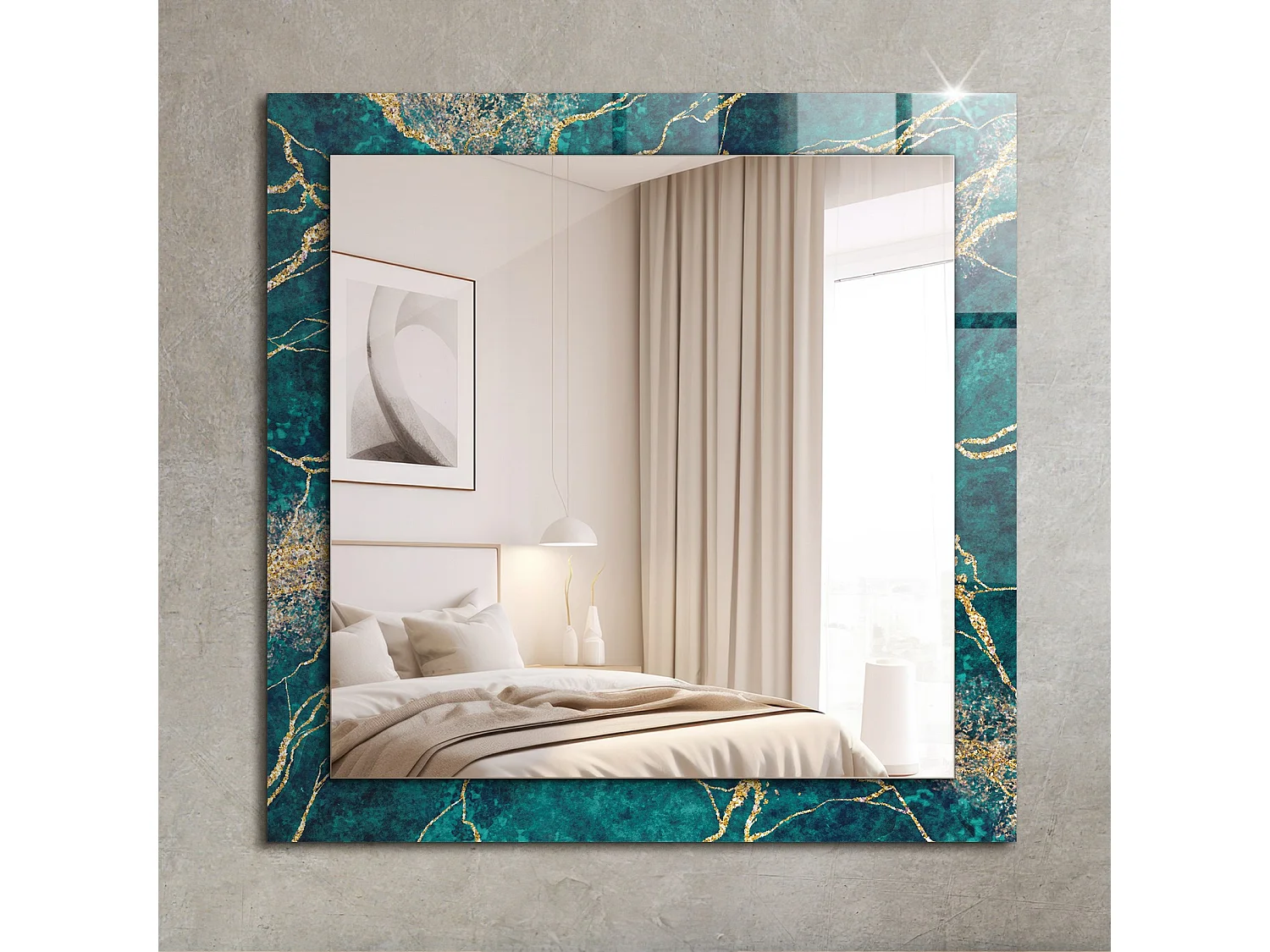 Miroir décoratif avec cadre Marbre vert 60 x 60 cm