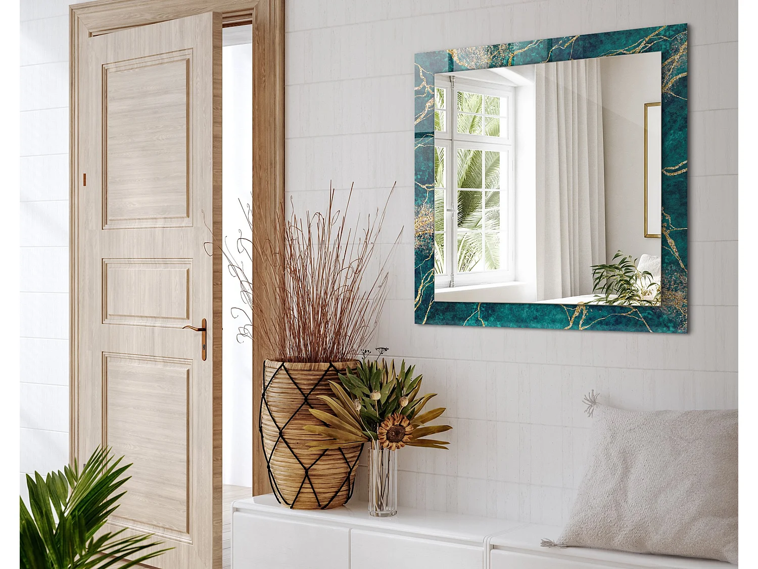 Miroir décoratif avec cadre Marbre vert 60 x 60 cm