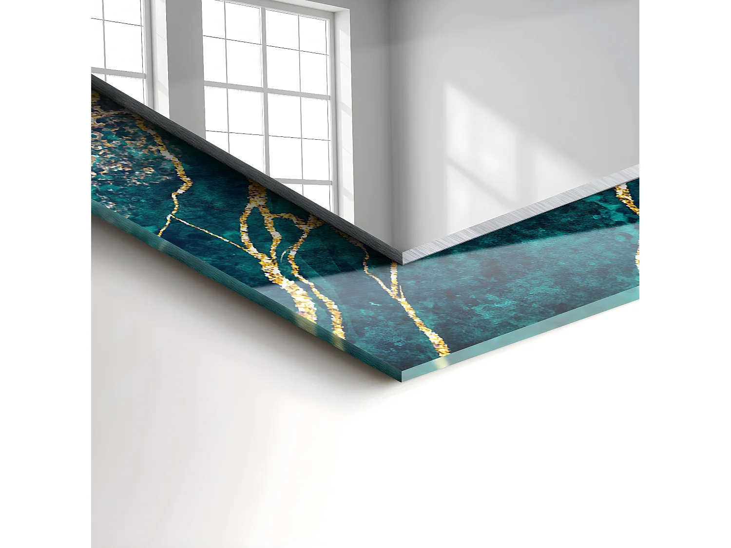 Miroir décoratif avec cadre Marbre vert 60 x 60 cm