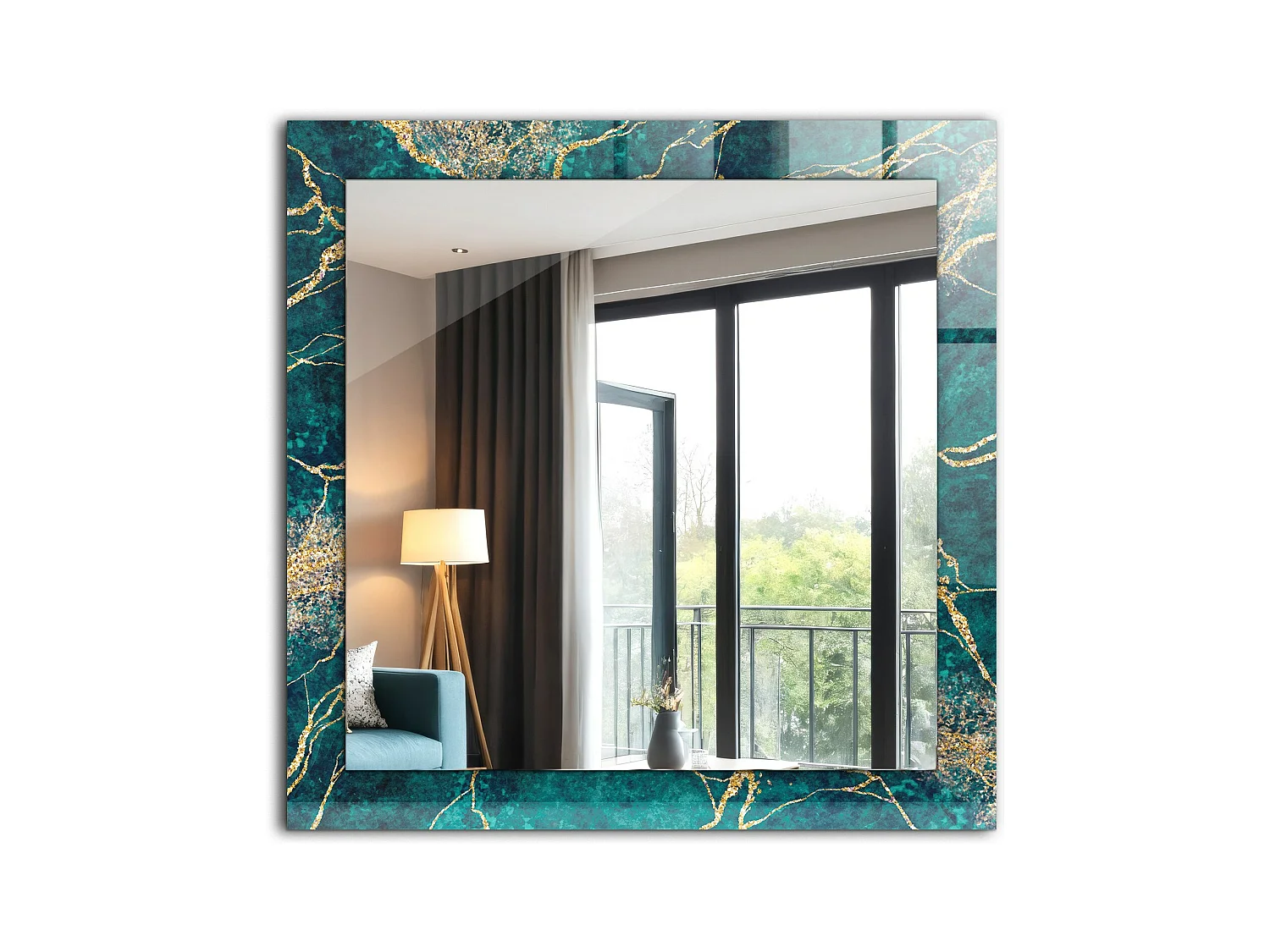Miroir décoratif avec cadre Marbre vert 60 x 60 cm