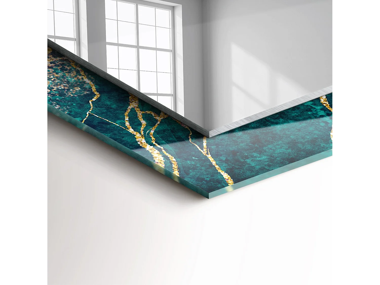 Miroir décoratif avec cadre Marbre vert 60 x 60 cm