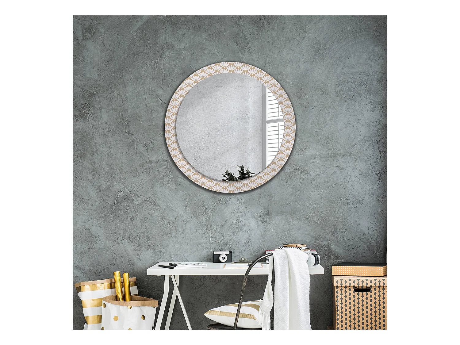 Miroir rond décoratif - Fleur orientale - 80 cm