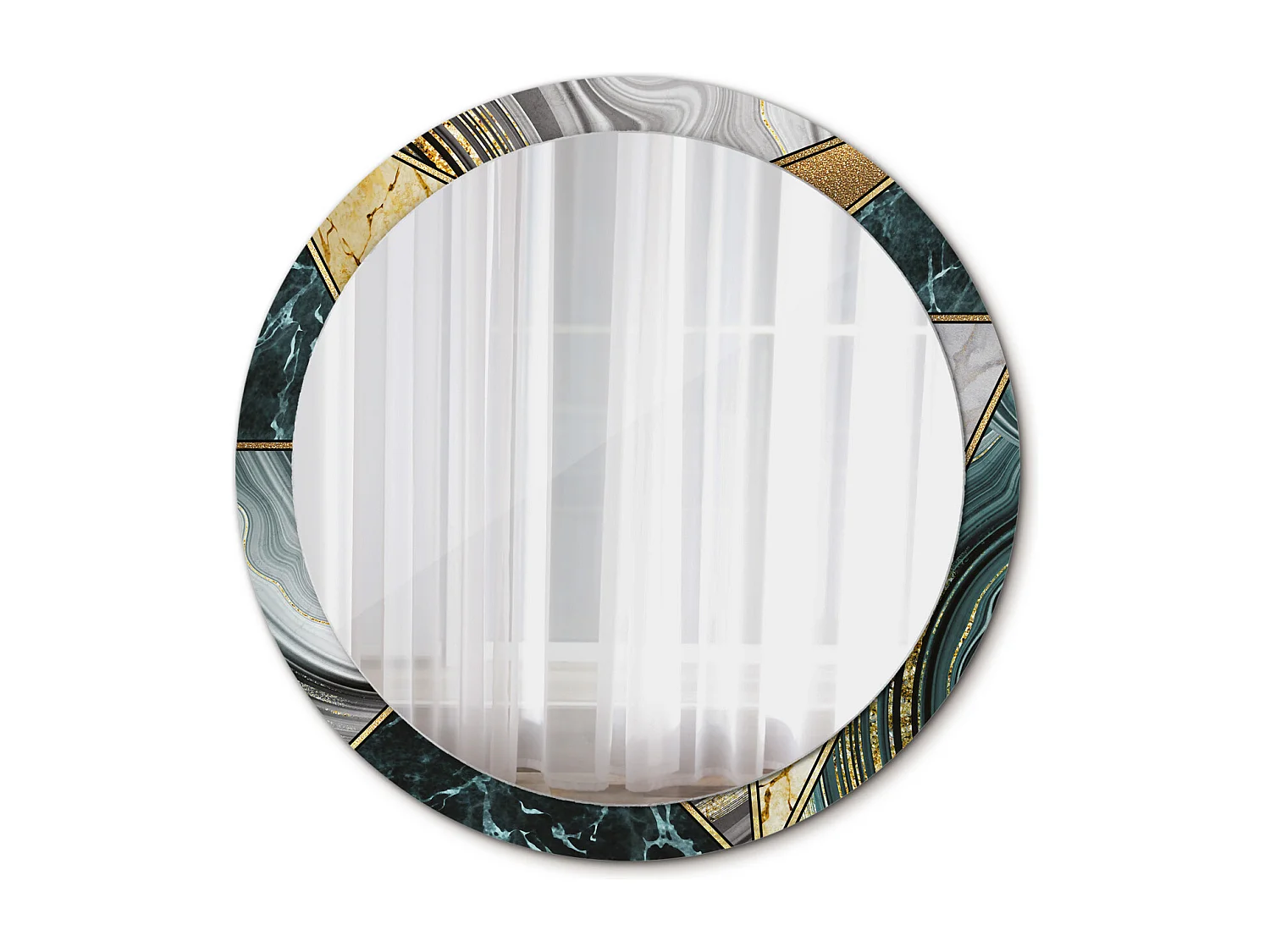 Dekorativer runder Spiegel – Marmor-Stil – 100 cm