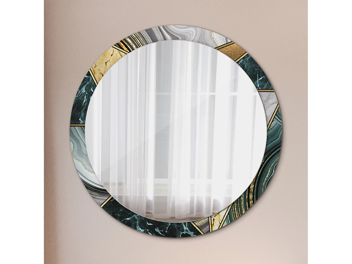 Dekorativer runder Spiegel – Marmor-Stil – 100 cm