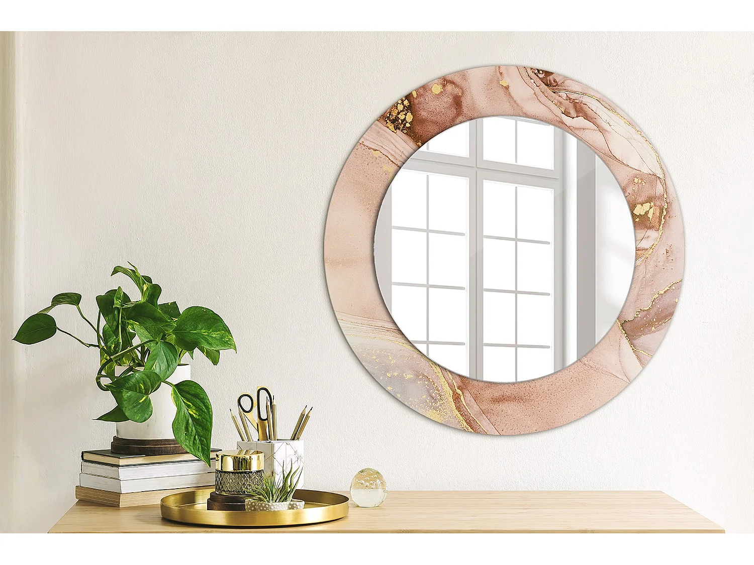 Miroir rond décoratif - Liquide abstrait - 50 cm