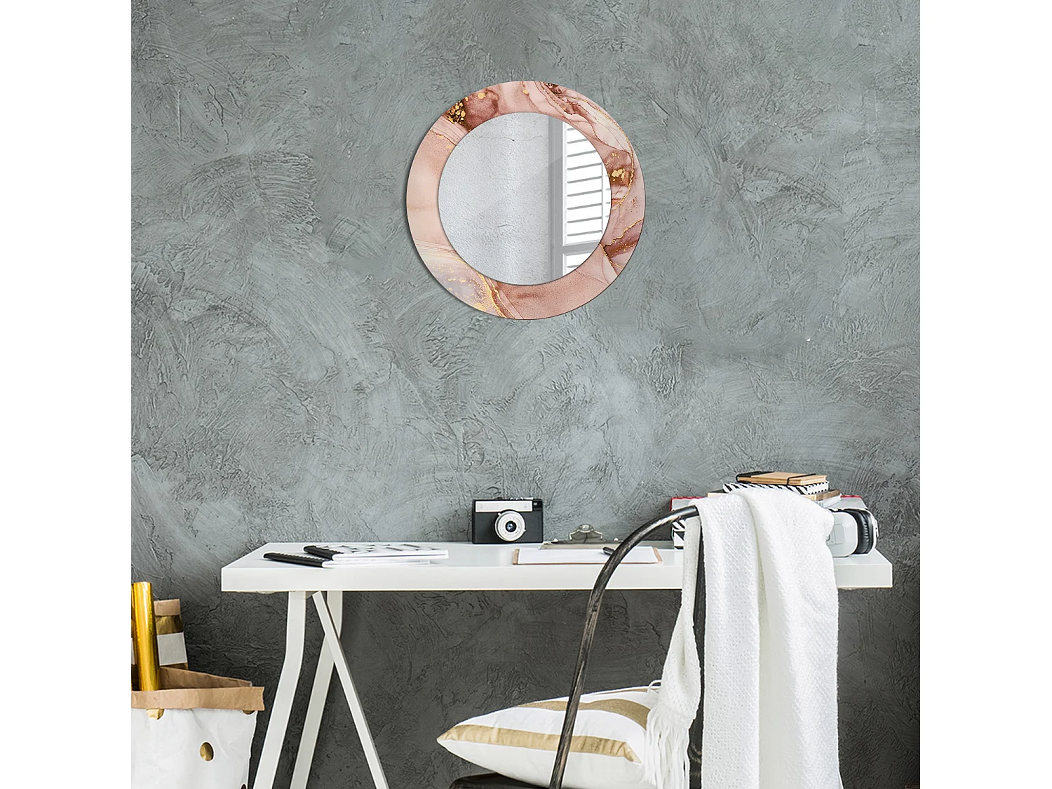 Miroir rond décoratif - Liquide abstrait - 50 cm