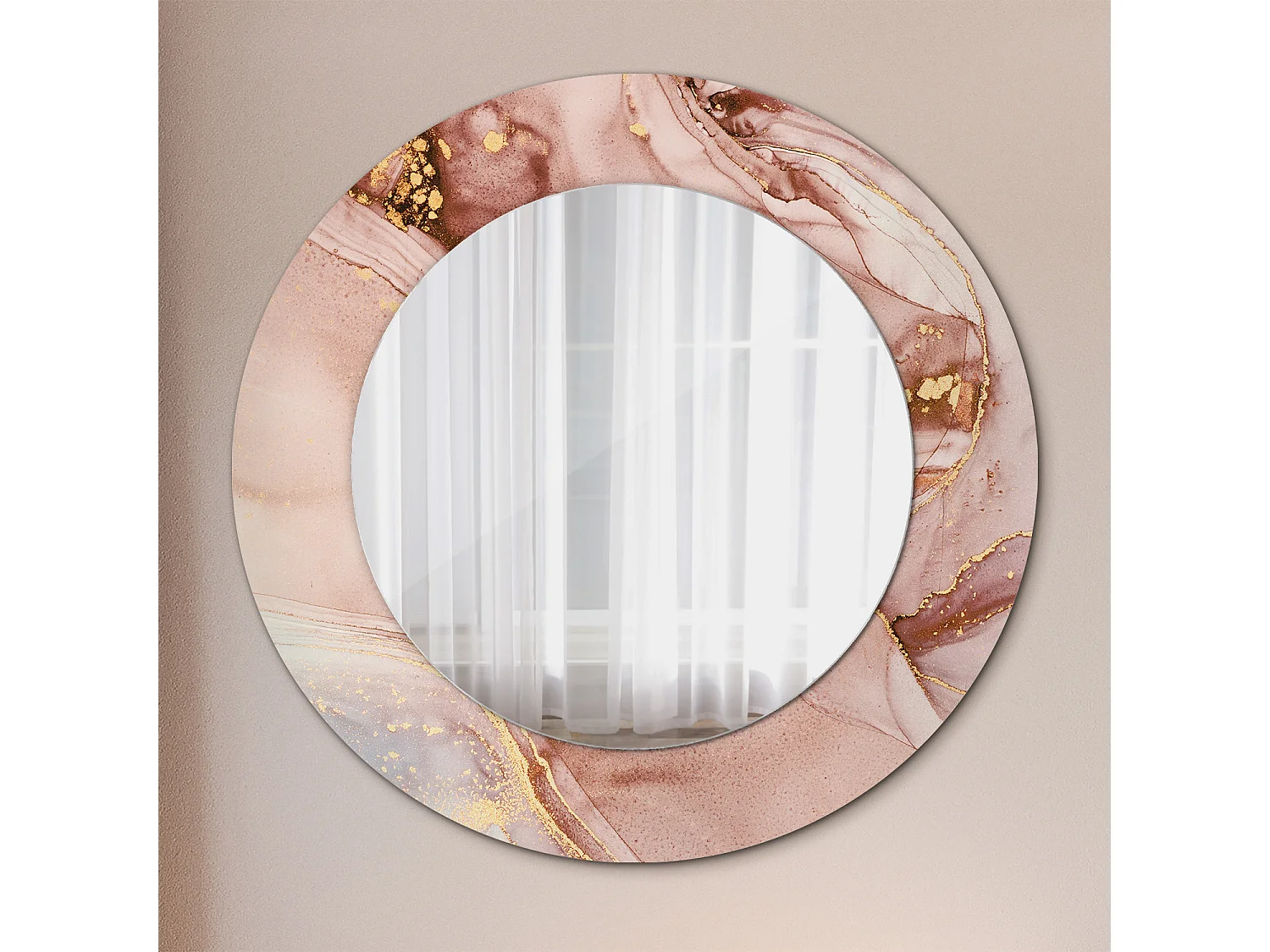 Espejo Redondo Decorativo - Líquido Abstracto - 50 cm