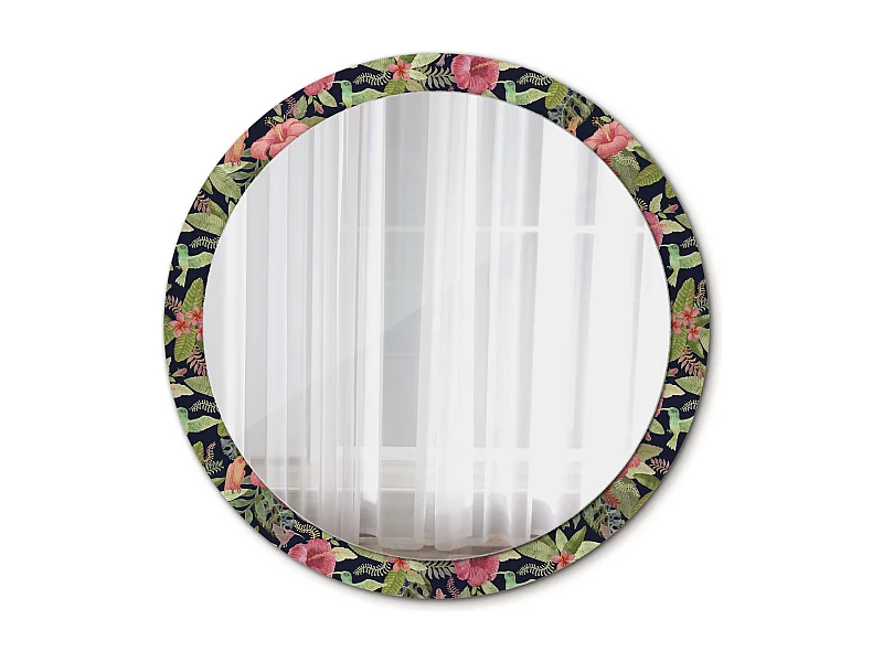 Miroir rond décoratif - Fleurs d'Hibiscus - 100 cm