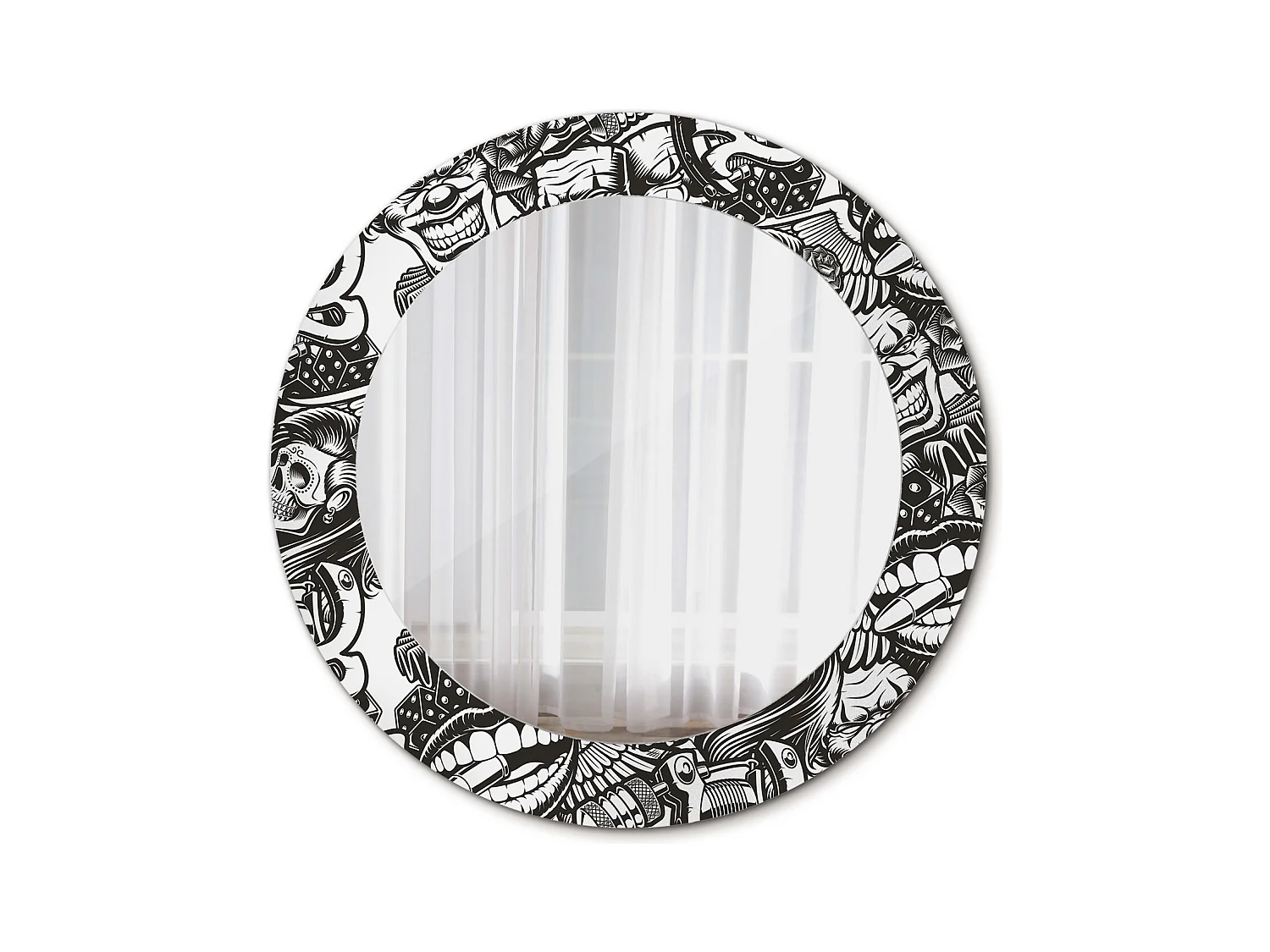 Miroir rond décoratif - Clowns graffitis - 70 cm