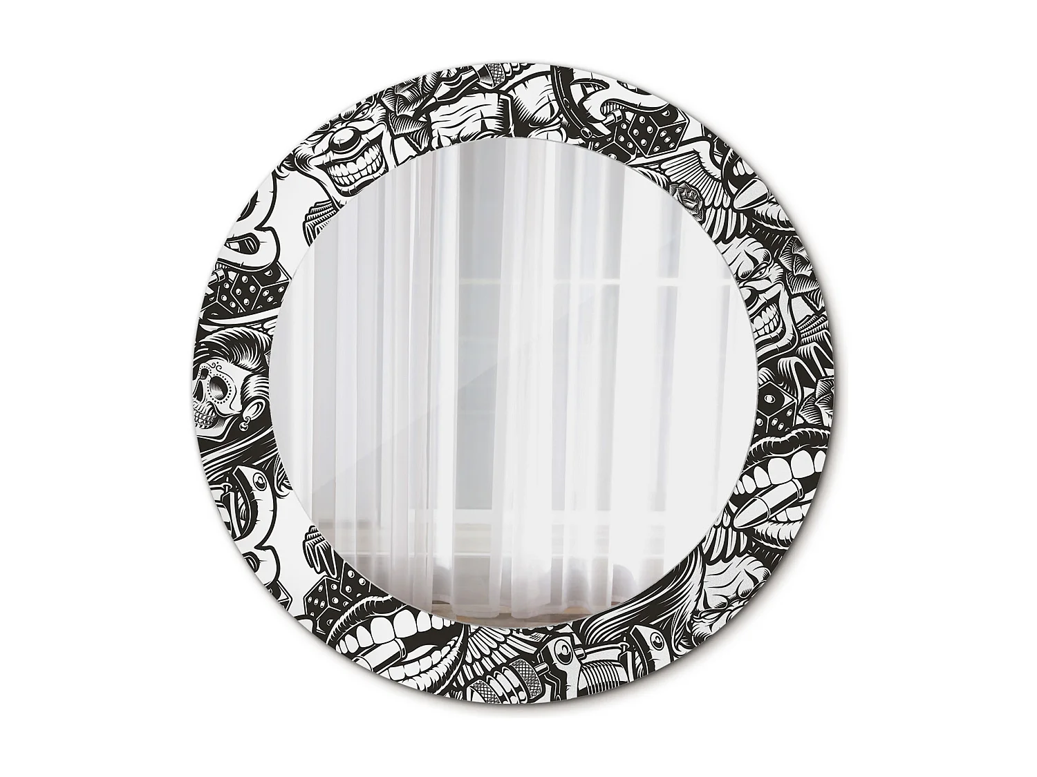 Ronde decoratieve spiegel - clown graffiti - 60 cm