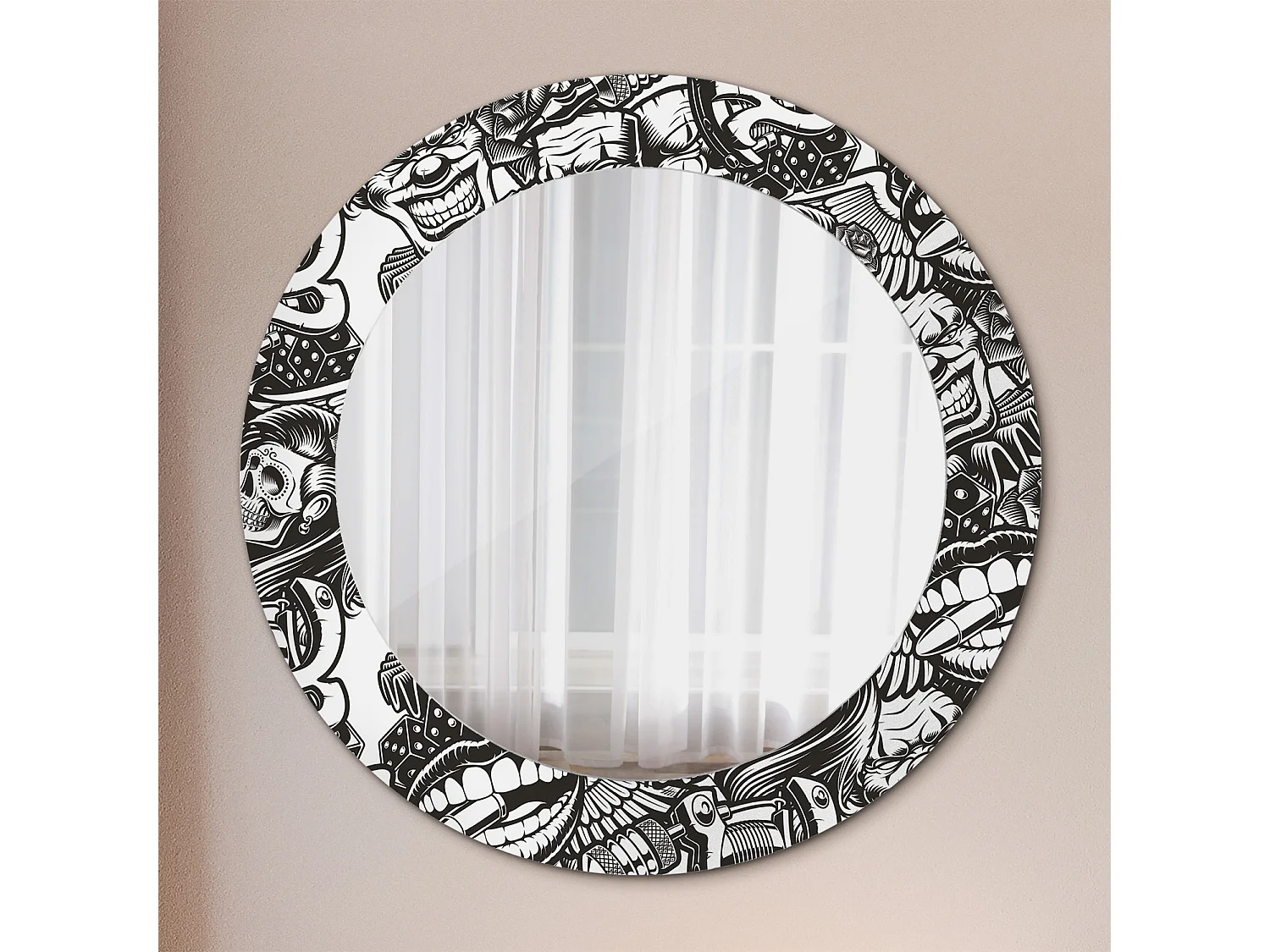 Ronde decoratieve spiegel - clown graffiti - 60 cm