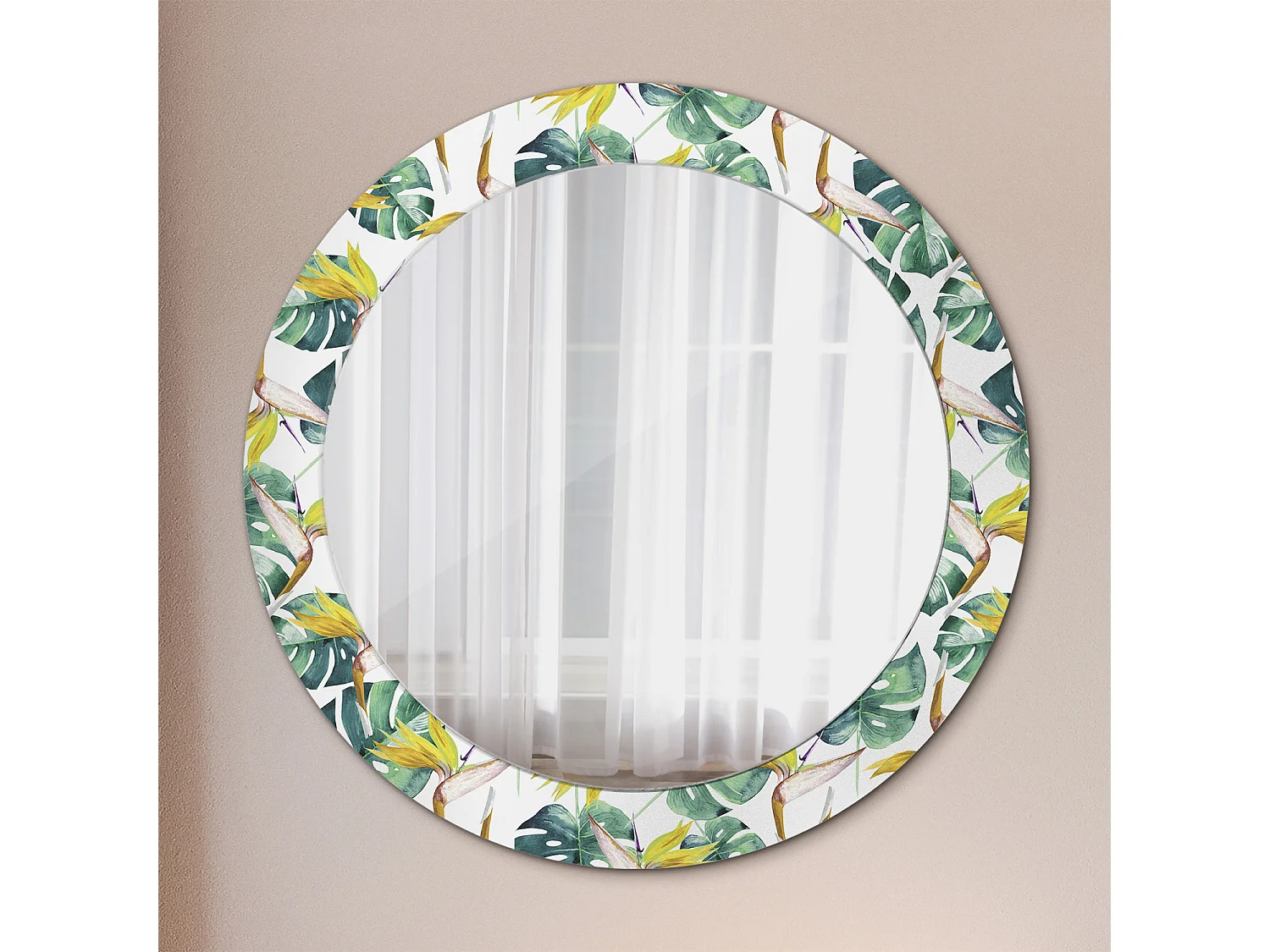 Miroir rond décoratif - Marbre blanc - 70 cm