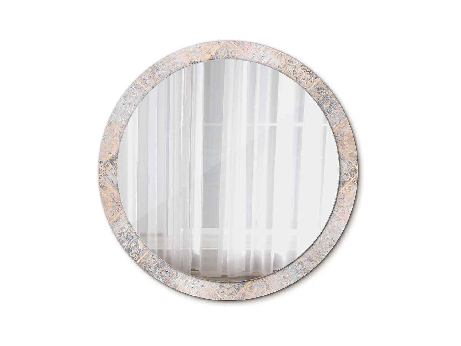 Miroir rond décoratif - Carreaux râpés - 100 cm