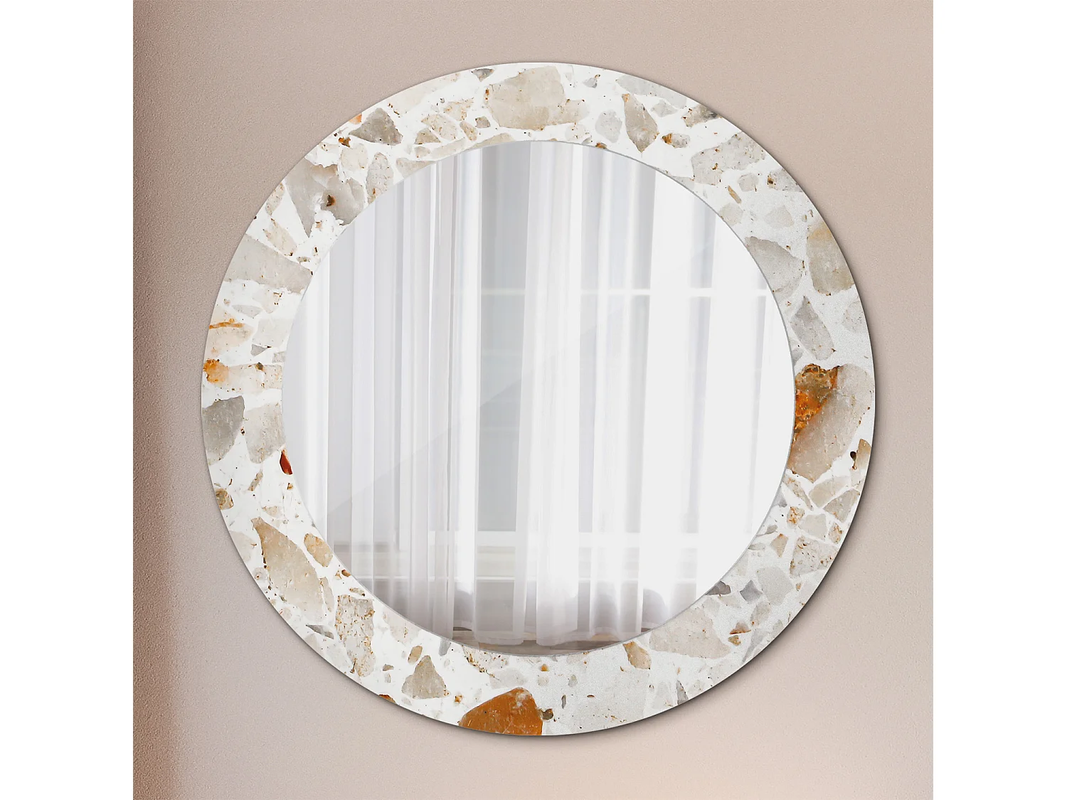 Miroir rond décoratif - Style Terrazzo - 70 cm