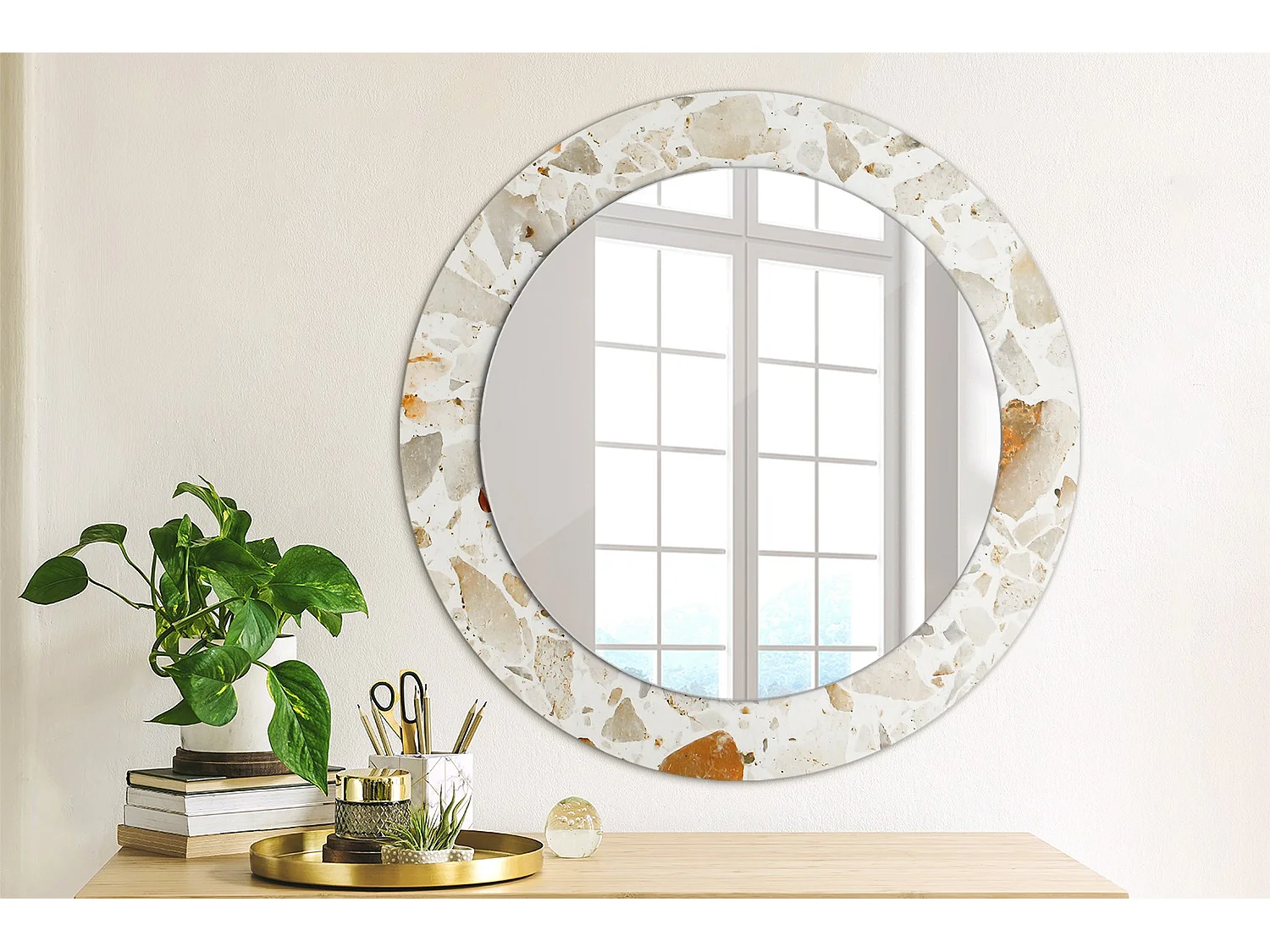 Miroir rond décoratif - Style Terrazzo - 70 cm