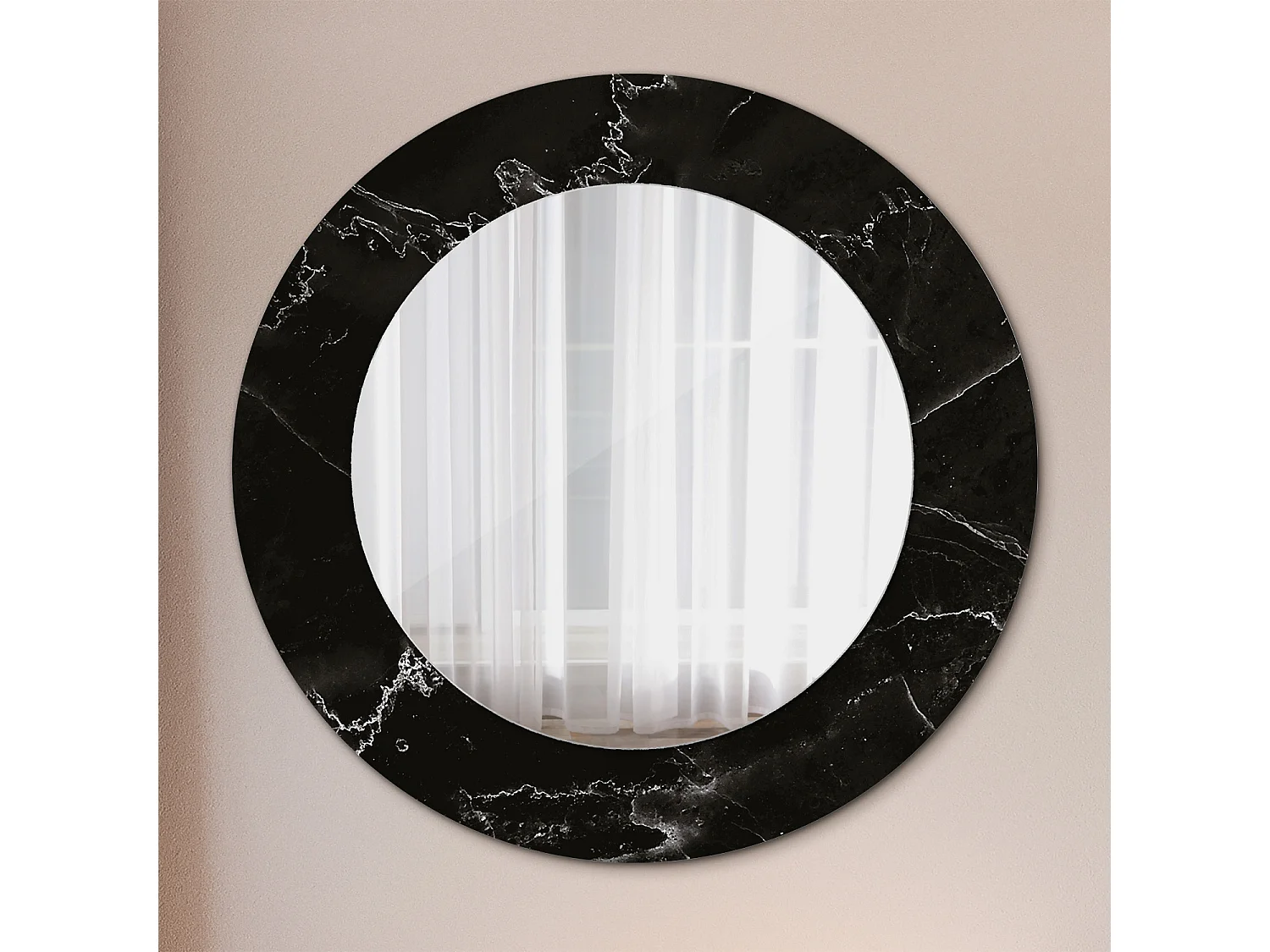 Dekorativer runder Spiegel – Marmorstein – 50 cm