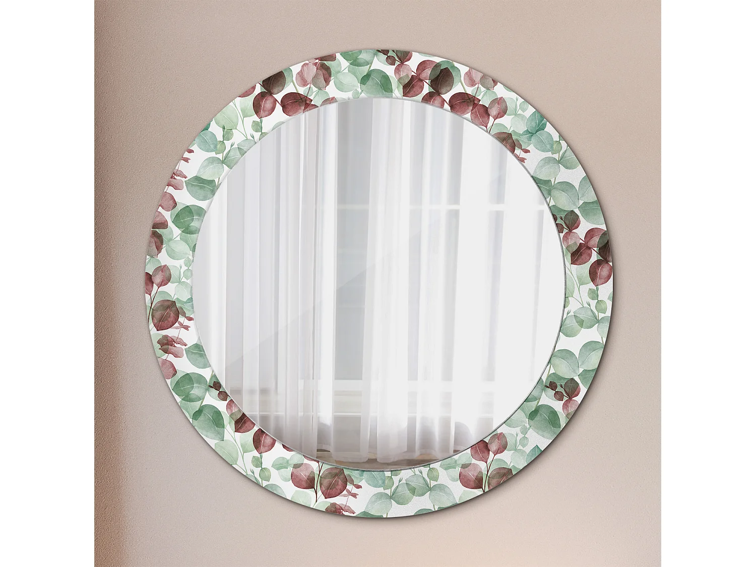 Runder dekorativer Spiegel - Eukalyptus - 60 cm
