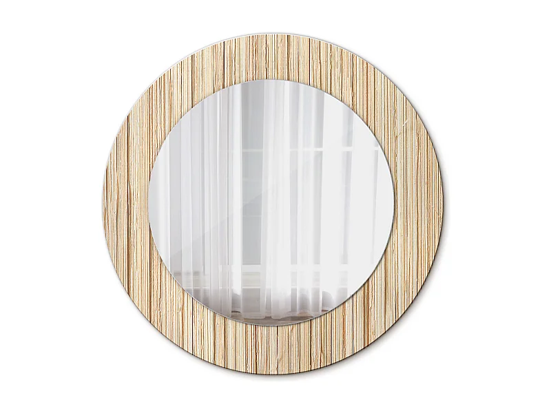 Miroir rond décoratif - Paille de bambou - 50 cm