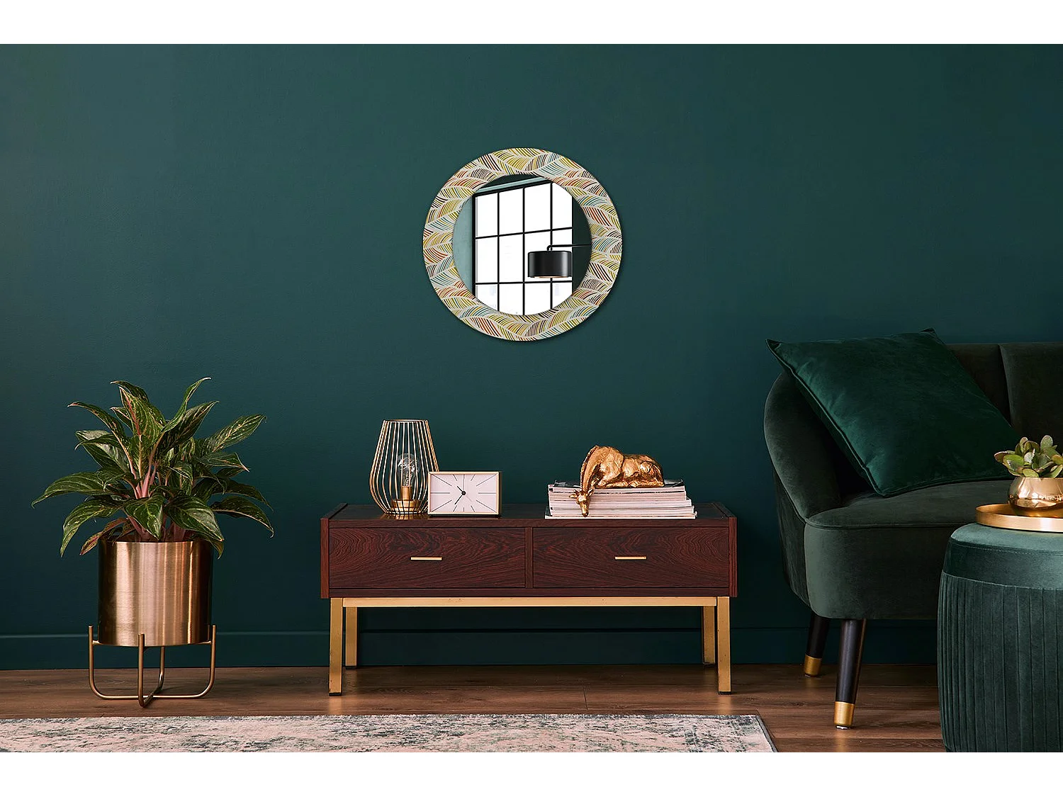 Decoratieve ronde spiegel - Abstract - 50 cm